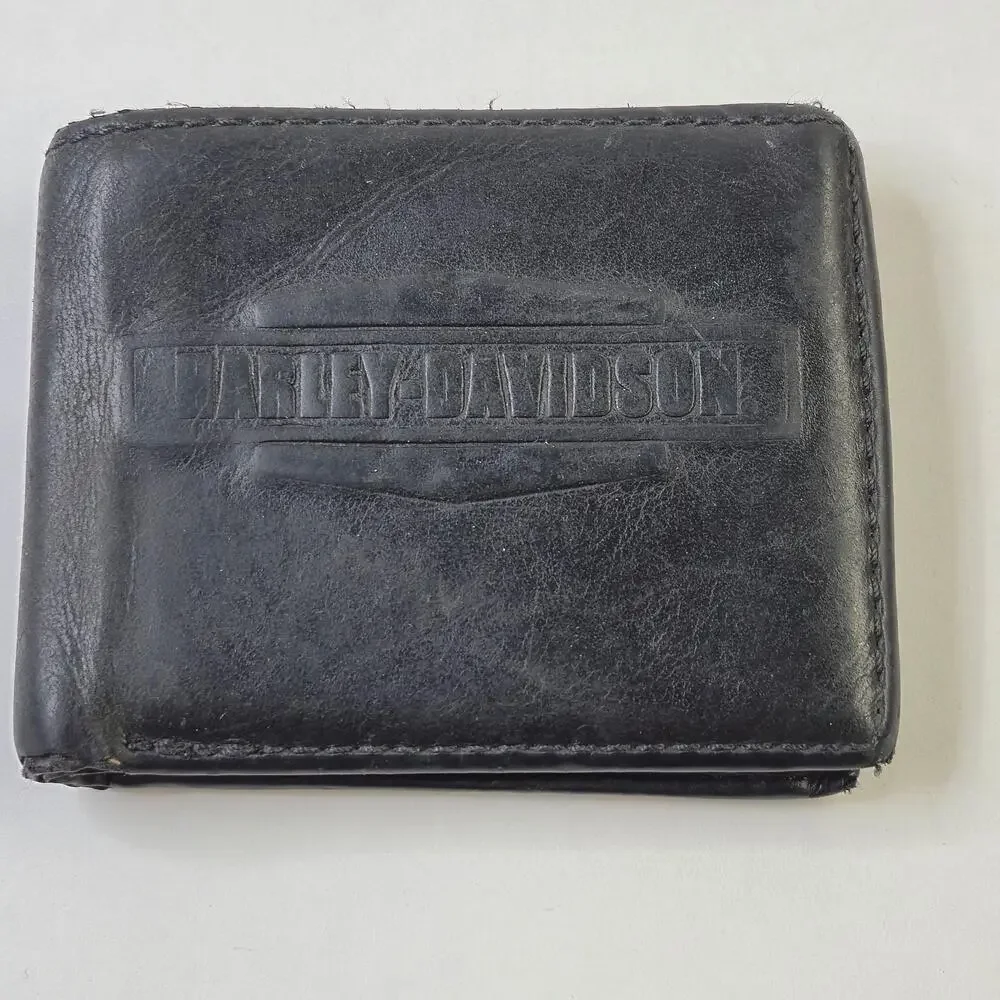 Harley-Davidson Wallet Mens One Size Black Leather Bifold American Legend